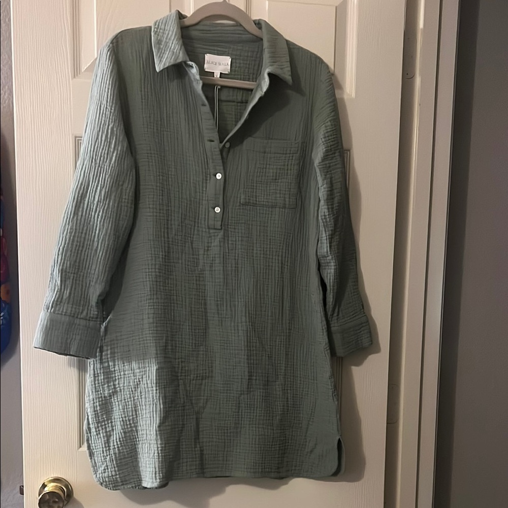 NWT Alice Walk Swim Cover-Up Button-Up Tunic Shirt -L